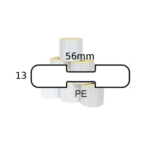 Etiketten - 8000D Jewelery(ThermoDirekt), Juwelier-Polypropylen-Etikett ohne Flügel, gestrichen weiss, 56mm x 13mm, permanent,