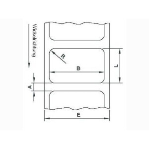 Etikettenrolle Thermotransfer, 100x40mm, Kern 76mm, Papier weiss chromo-gestrichen, außen gewickelt, 4500 Stck pro Rolle, AD max. 200mm
