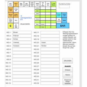 Tastenbeschriftungen für Kassensysteme