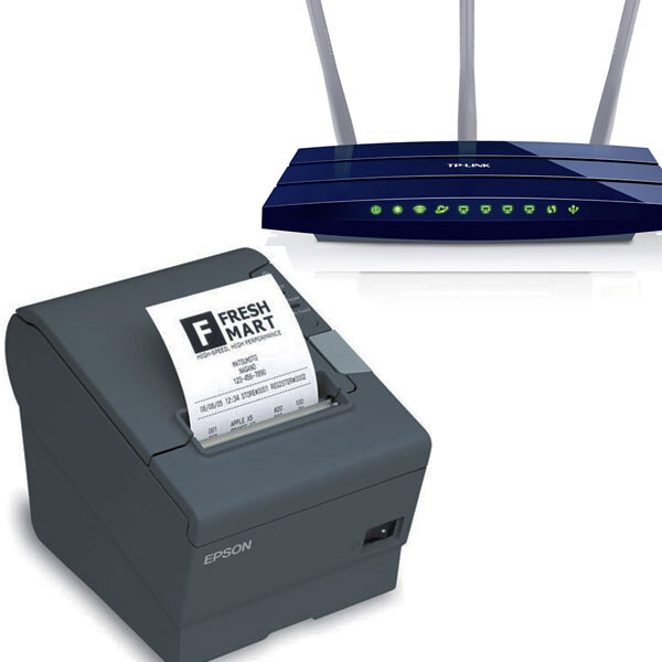 Epson TM-T88V LAN Bondrucker plus Router, vorkonfiguriert für Orderbird dunkel