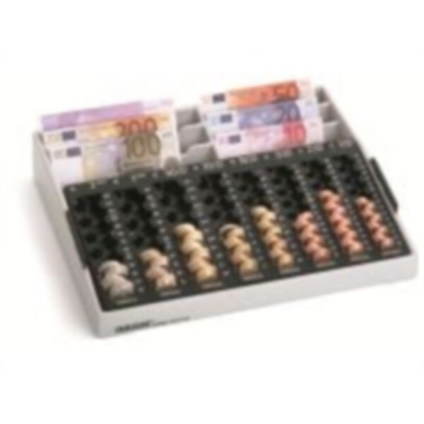 Kassenkombination - REKORD 86 PL-Griff mit 8 Einzelmünzbehältern, 6 Banknoten-Steilfächern und seitlichen Griffen